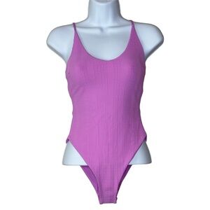 L*Space Lavender Ribbed one piece swim new